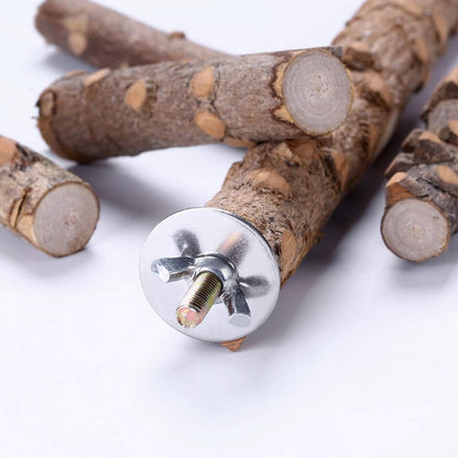 Bird Perch Nature Wood Stand for 3-4Pcs Small Medium Parrots (S-For Small Parrots)